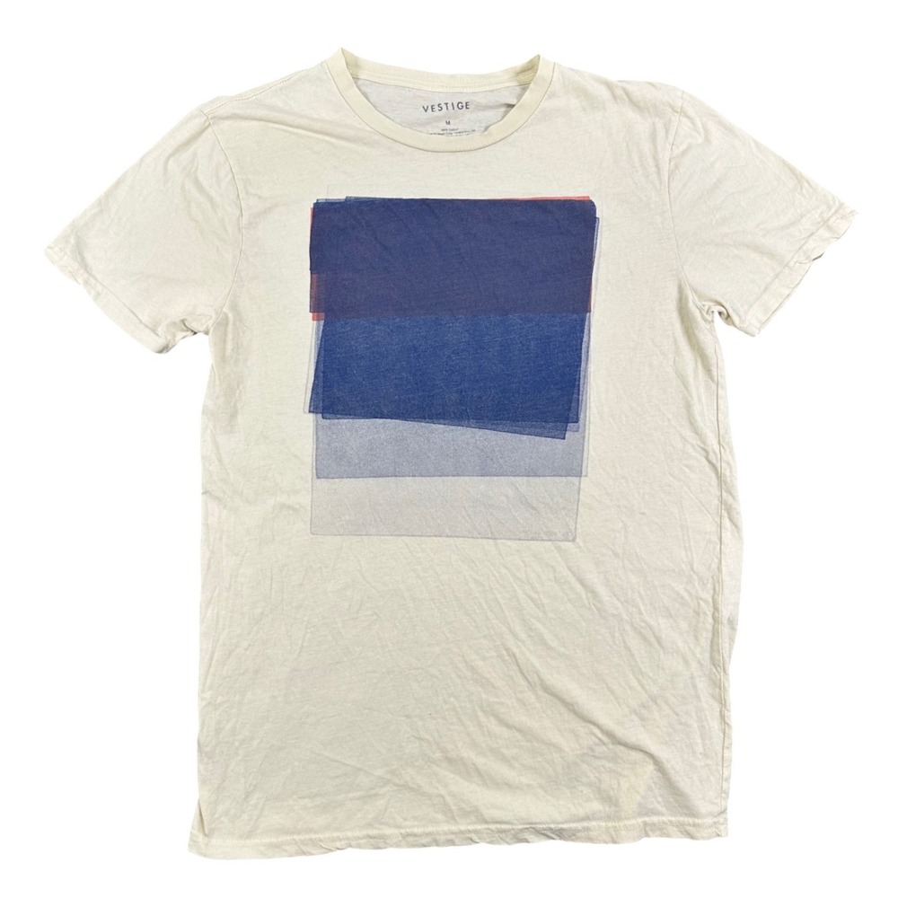 Vestige Graphic T-Shirt Mens Medium Cream Colorblock Gradient Minimalist Art